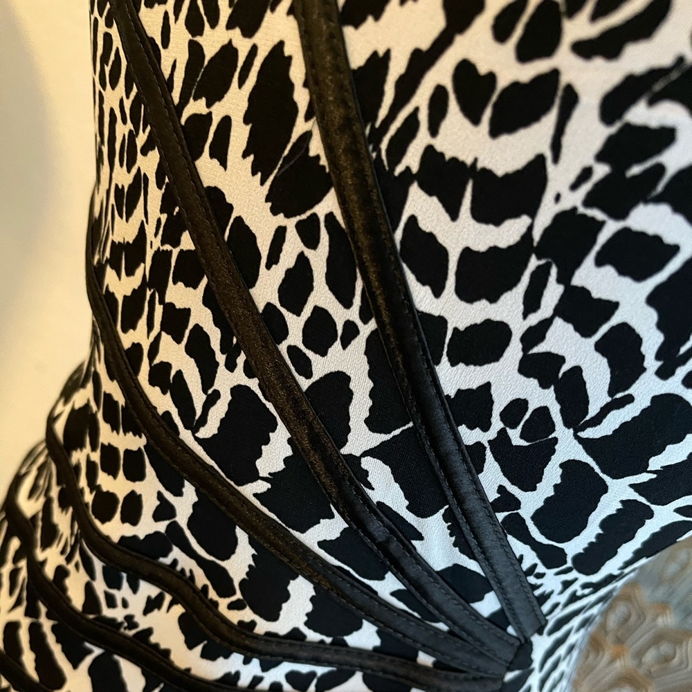 Fitted Dress with Faux Leather Piping